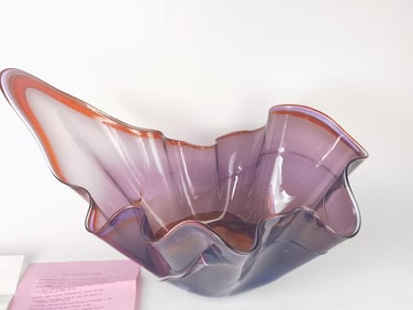 1995 Susan Glass Amethyst Glass Handkerchief Bowl