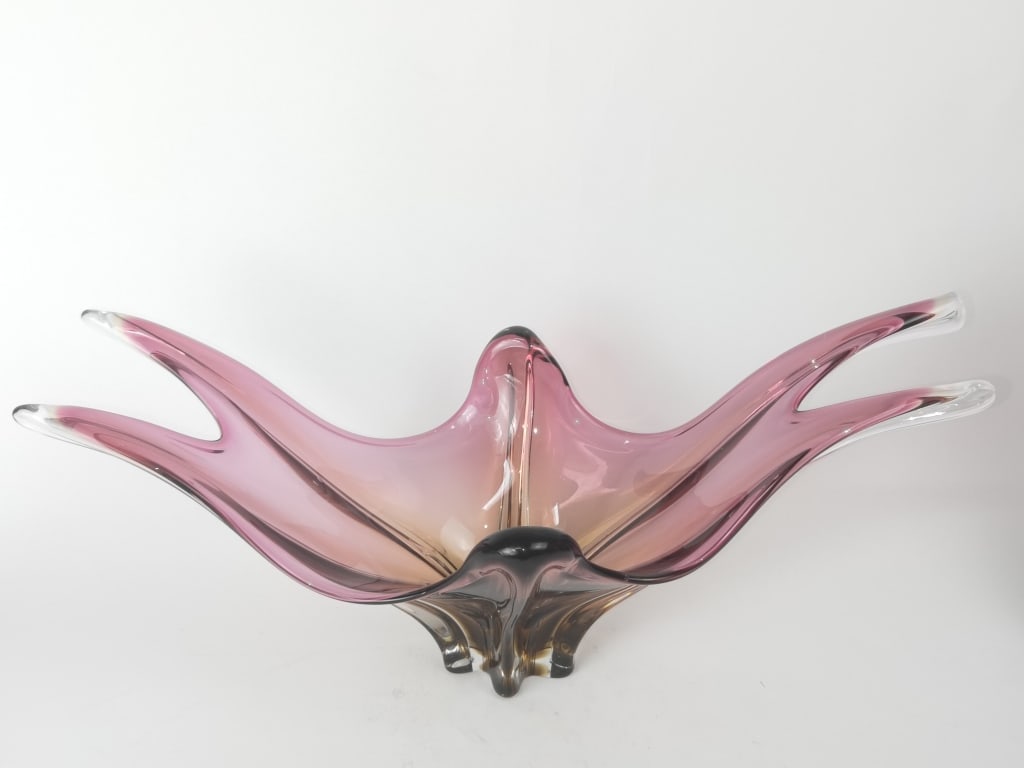 Large Vintage Murano Italy Amethyst Glass Centerpi (1 of 3)