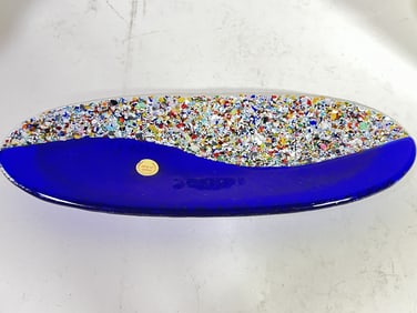 Vintage Murano Italy Millefiori Cobalt Blue Glass