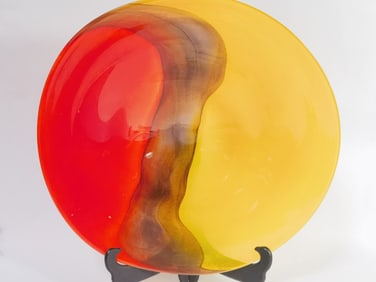 Large Vintage Murano Italy Tricolor Glass Charger