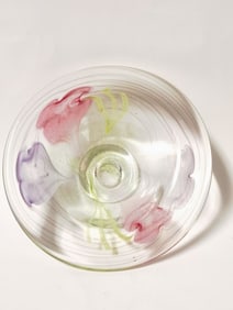 Vintage Caithness Floral Art Glass Bowl