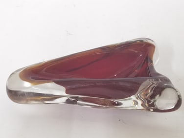 Vintage Murano Italy Ruby Red Triangle Dish
