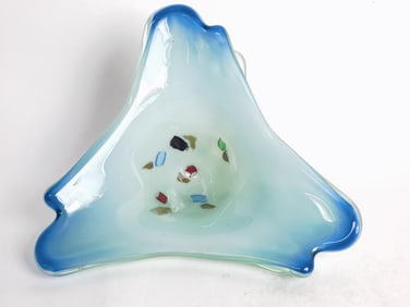 Vintage Murano Italy Art Glass Triangle Bowl