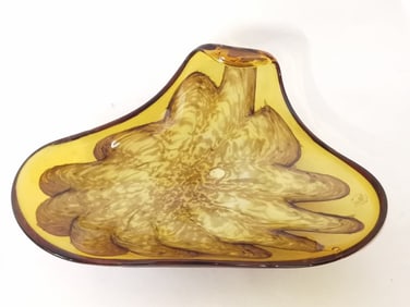 Vintage Murano Italy Amber and Gold Glitter GlassB