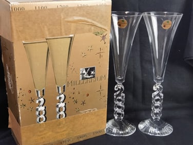 Pr. of Millenium Crystal Champagne Flutes