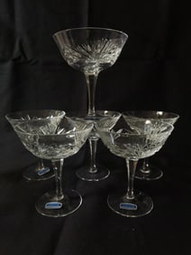 (6) Gorham Crystal Cherrywood Champagne Glasses
