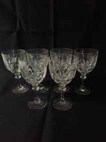 (6) Gorham Crystal Cherrywood Water Goblets