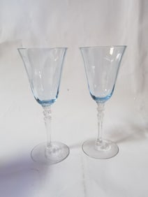 Pr. of Light Blue Wine Glasses