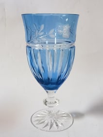 Blue Cut-to-Clear Wine Glass