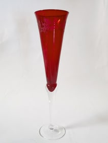 Ruby Etched Glass Champagne Flute