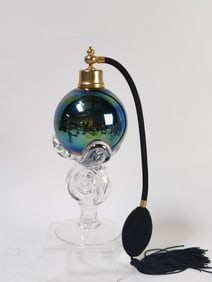 Vintage Large Footed Iridescent Glass Perfume Atom