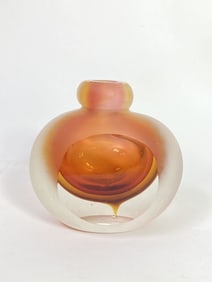 Vintage Frosted Amber Glass Perfume Bottle