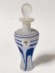 Vintage MET Museum Blue Swirl Frosted Glass Perfum