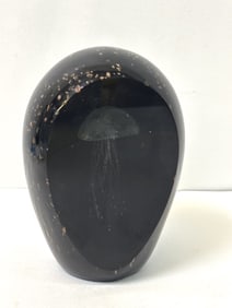 Large Vintage Jellyfish Black/Gold Art Glass Paper