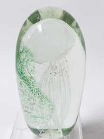 Large Green Jellyfish Glass Paperweight