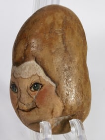 Vintage Ann Willis Ratray Hand Painted Face Rock