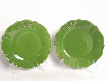 Pr. of Sur La Table Portugal Porcelain Green Plate