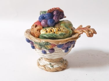 Vintage Fitz & Floyd Porcelain Autumn Bounty Sugar