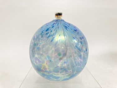 Iridescent Splatter Blue Art Glass Fuse Lamp