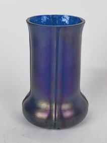 Vintage Ribbed Iridescent Glass Vase