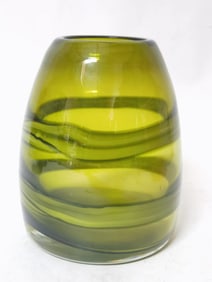 Vintage Murano Italy Green Swirl Glass Vase