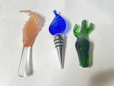 (3) Vintage Murano Italy Art Glass Stoppers