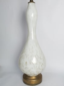 Vintage Murano Italy White and Gold Glitter Glass