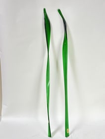 (2) Vintage Harmonia Glass Green Leaves