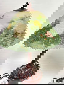 1999 Gwynda Turley Reversed Glass Floral Table Lam