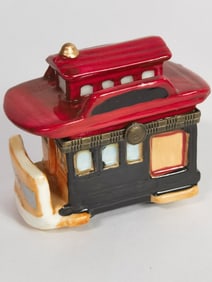 Vintage Porcelain Train Cart Trinket Box