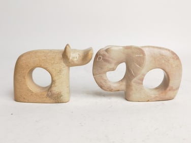 (2) Soapstone Carved Animals