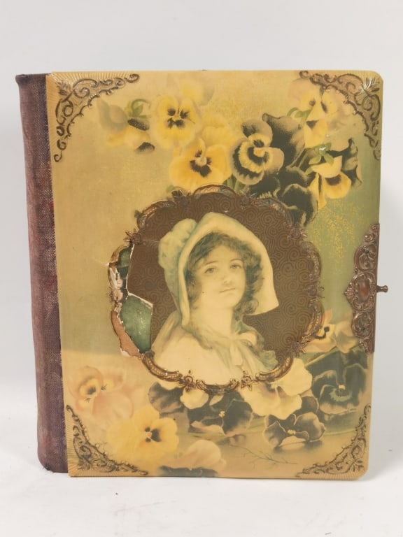Antique Velvet Cover Photo Album with Photos: Antique Velvet Cover Photo Album with Photos, 10.75in by 8.5in