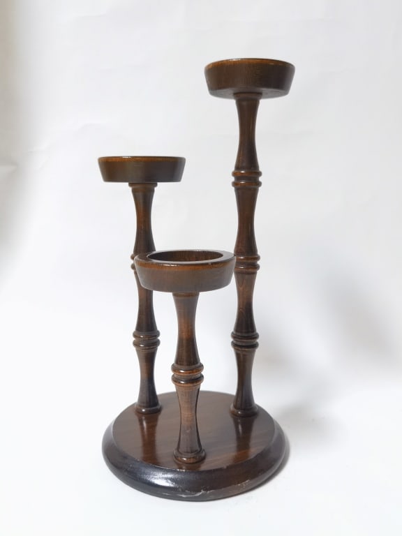 Cornwall Wooden Three-Tier Candle Holder: Cornwall Wooden Three-Tier Candle Holder, 12in