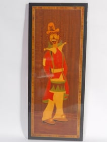 Vintage Italian Marquetry Musician Wall Hanging