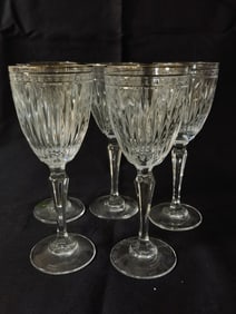 (5) Marquis by Waterford Crystal Silver Rim Wine G