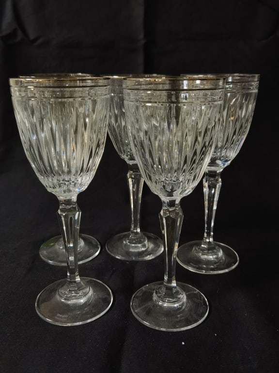 (5) Marquis by Waterford Crystal Silver Rim Wine G (1 of 5)