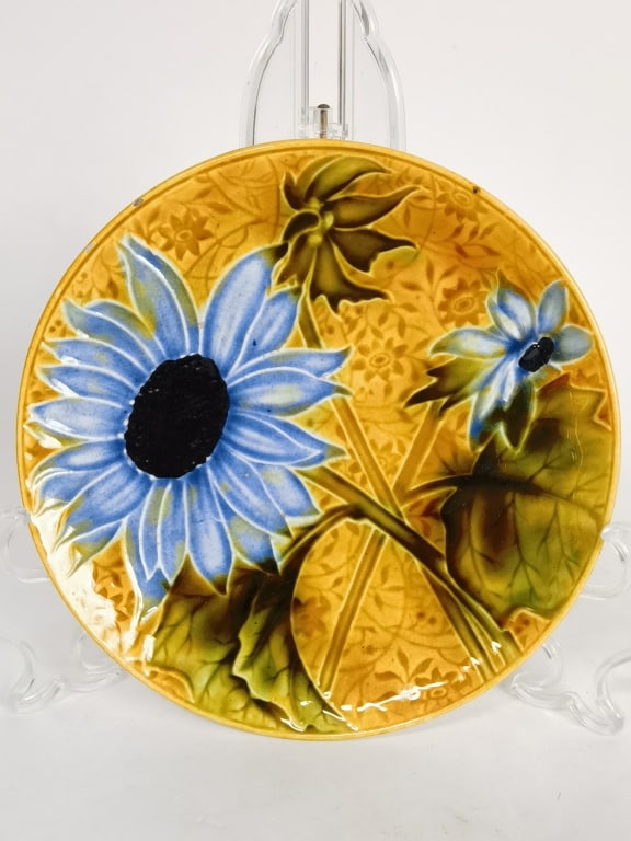 Vintage Art Nouveau Majolica Sunflower Plate (1 of 5)