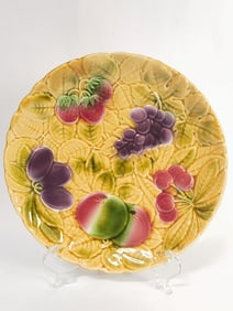 Vintage Sarreguemines French Majolica Fruits Plate