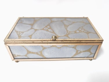 Vintage Verre Eglomise Glass Gold Vein Mirrored Bo