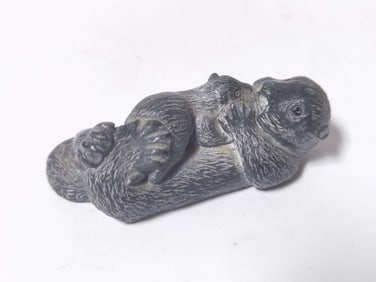 Vintage VE Inuit Soapstone Carved Sea Otter