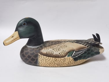 Vintage Wood Carved Hand Painted Duck Decoy