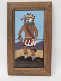 Vintage Navajo Hopi Kachina Figure Porcelain Tile
