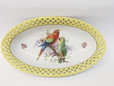 Vintage Bavaria Schumann Arzberg Parrot Oval Bowl