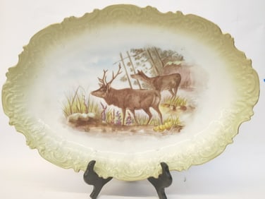 Vintage Limoges Porcelain Deer Oval Plate