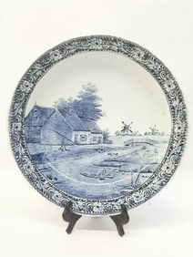 Large Boch Belgium Delfts Porcelain B&W Charger