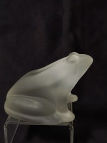 Vintage Baccarat France Frosted Crystal Frog
