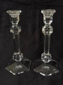 Pr. of Val St. Lambert Crystal Candlesticks