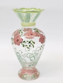 Vintage Fenton Glass Hand Painted Flower Vase