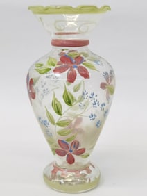 Vintage Fenton Glass Hand Painted Flower Vase