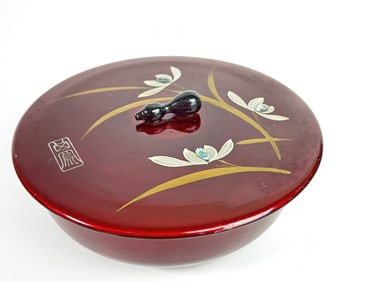 Japanese Maki-e Lacquer over Wood Covered Box